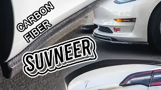 Tesla Model 3: I got the new Suvneer Carbon Fiber body kit for my brother's car. Installation Guide