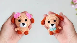 🔥Super simple🔥How to crochet a small dog🌸Amigurumi puppy keychain🌸