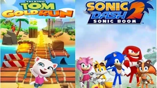 SONIC DASH 2 vs Talking Tom Gold RUN Gameplay 2017 ▶️Runing High Graphics React Gaming For Kids-free