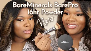 New BareMinerals BAREPRO 16 hr Skin-Perfecting Powder Foundation on Dark Brown Skin | Demo + Review