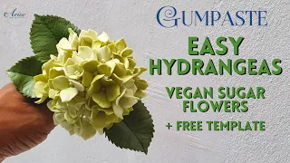 How To Make Easy Hydrangeas | Vegan Gumpaste | FILLER FLOWERS | FREE TEMPLATE