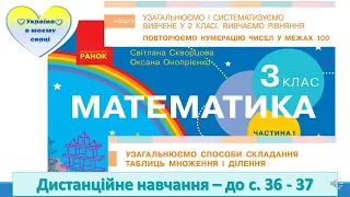 Узагальнюємо способи складання таблиці множення і ділення. Математика.3 клас. Дистанційне навчання