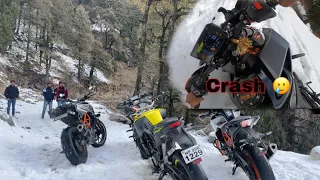 Snow ride gone wrong 😑||off roading||crash my duke 390 🥲