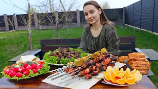 Family dinner in Ukrainian village, spring has come