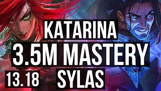 KATARINA vs SYLAS (MID) | 3.5M mastery, 12/1/0, 7 solo kills, Legendary | NA Diamond | 13.18