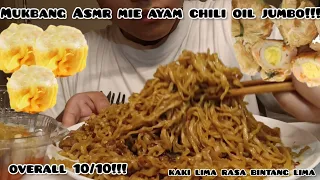 MUKBANG ASMR MIE AYAM CHILI OIL JUMBO PAKAI DIMSUM KEJU + EKADO!!!