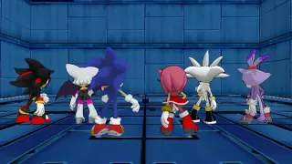 Sonic y sus amigos bailando