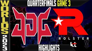 JDG vs KT Highlights Game 3 | S13 Worlds 2023 Quarterfinals | JD Gaming vs KT Rolster G3