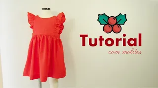 Vestido Infantil Natal com Moldes Gratuitos - Tamanhos 1 a 8  anos  (red dress with pattern)