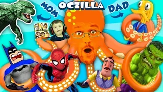 GODZILLA MOMMY + OCTOPUS DADDY = OCTZILLA!! FGTEEV & Friends: Batman, Hello Neighbor, Spiderman Hulk