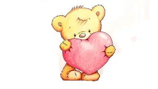 Як намалювати ведмедика з серцем?/День Святого Валентина