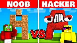 NOOB vs HACKER: I CHEATED In an ALPHABET LORE Minecraft Build Challange! Letter A