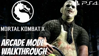 Mortal Kombat X - Leatherface Arcade Mode Walkthrough Fatality Gameplay & Ending