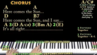 Here Comes the Sun (The Beatles) Piano Cover Lesson in A with Chords/Lyrics