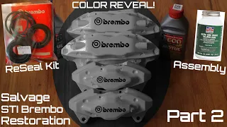Salvage STI Brembo Swap - Part 2: COLOR REVEAL, Paint, & Assembly - Subaru WRX