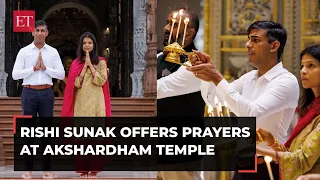 UK PM Rishi Sunak, wife Akshata Murty offer prayers at Delhi's Akshardham Temple