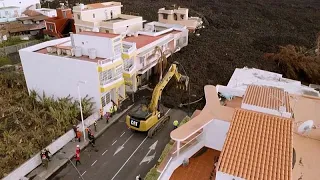 Hardened lava removed from La Laguna Cross on La Palma Island