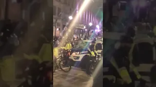 Police destroying their own car during USA protests