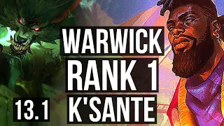 WARWICK vs K'SANTE (MID) | Rank 1, Rank 1 Warwick, 4/1/7 | KR Challenger | 13.1