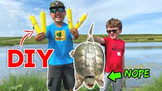 Removing HARMFUL Unwanted Pond Monsters w/ HOMEMADE Jug Fishing Lines!!