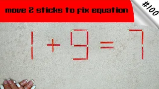 Matchstick puzzle #100 | Match puzzle 1+9=7 with hint and solution.