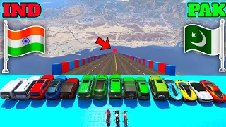 India Vs Pakistan | Gta 5 Indian Cars Vs Pakistan Cars Vs Super Cars Long Jumping Challenge | Gta 5