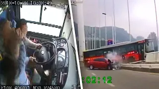 Bus Drives Off Bridge After Fight Between Driver and Passenger in China