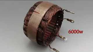 I turn car dynamo into 6000w 250v electric generator // experiment at home // use electric 100%