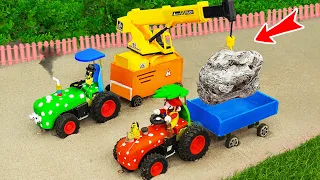 Diy tractor mini Bulldozer to making concrete road | Construction Vehicles, Road Roller #74