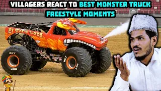 Villagers React To BEST Monster Trucks Freestyle Moments ! Tribal People React To Monster Trucks