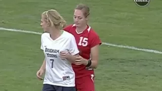 New Mexico Soccer player Elizabeth Lambert goes ape shit on BYU players!!! Move Bitch!!!