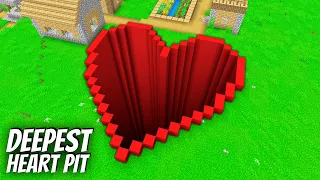 I found a DEEPEST HEART PIT in Minecraft  ! What is HIDDEN in the BIGGEST PIT ?