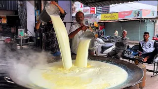 The Hidden Secret of India's Biggest Kadhai Kesar Milk in Indore - Unveiled! || Indian Street Food
