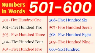 501 To 600 Numbers in words in english || 501-600 English numbers with spelling || 501 to 600