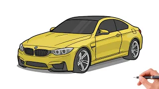 How to draw a BMW M4 2014 / drawing bmw bmw m4 f82 competition 2013