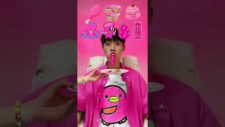 Random Pink food MUKBANG🧠 #shorts