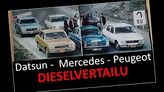 Mercedes 220D, Peugeot 504D ja Datsun 220C - Dieselvertailu, Tekniikan Maailma