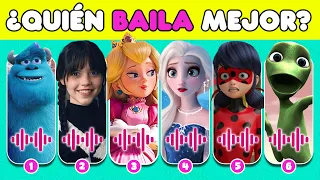 ¿Puedes Adivinar Quién Está Bailando 🍄✨💎 Merlina, Princesa Peach, Ladybug, Elsa, Dame Tu Cosita