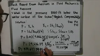 FLUID MECHANICS/HYDRAULICS (PAST BOARD EXAM QUESTIONS) - PROBLEM SOLVING PART 1