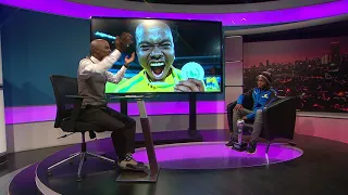 Thomas Mlambo chats to footballer Percy Tau