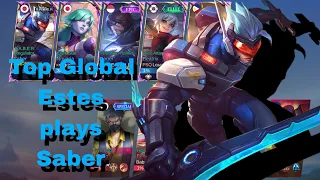 【MLBB】Top global Estes plays Saber (Saber noob gameplay). | Midnight•零