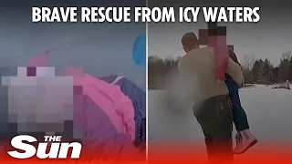 Heroic US state trooper rescues eight-year-old girl plunging in icy pond