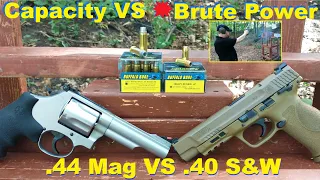 Capacity VS 💥Brute Power .40 S&W+P VS .44 Magnum! Buffalo Bore Ammo Ballistic Test