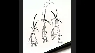 How To Draw Joey, Dee Dee and Marky - Oggy And The Cockroaches / Instant And Easy Drawing