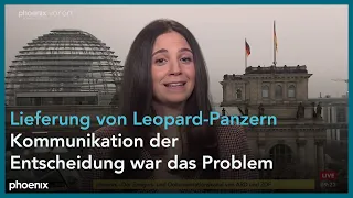 phoenix nachgefragt mit Sara Sievert zur Lieferung von Panzern an die Ukraine am 25.01.23