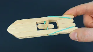 How To Make a Paddle Boat With Elastic Band / Creative Ideas for Popsicle Sticks