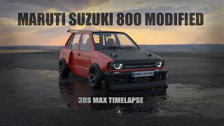 Marutisuzuki 800 modified | Drift car | Insane modification | 3DS max  Time lapse | Bimble