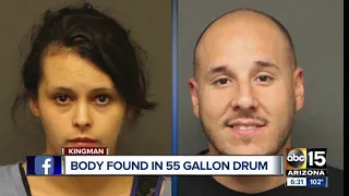 Two arrested after body found in 55-gallon drum buried in Kingman backyard