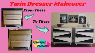 DIY Mid Century Modern Dresser Makeover | Painting Geometric Designs on Furniture