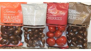 Fannie May: Sea Salt Cashews, Espresso Beans, Milk Chocolate Cherries, Dark Chocolate Almonds